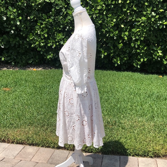 FOR LOVE & LEMONS WHITE FLOWER EYELET DRESS SIZE MEDIUM - Picture 7 of 12